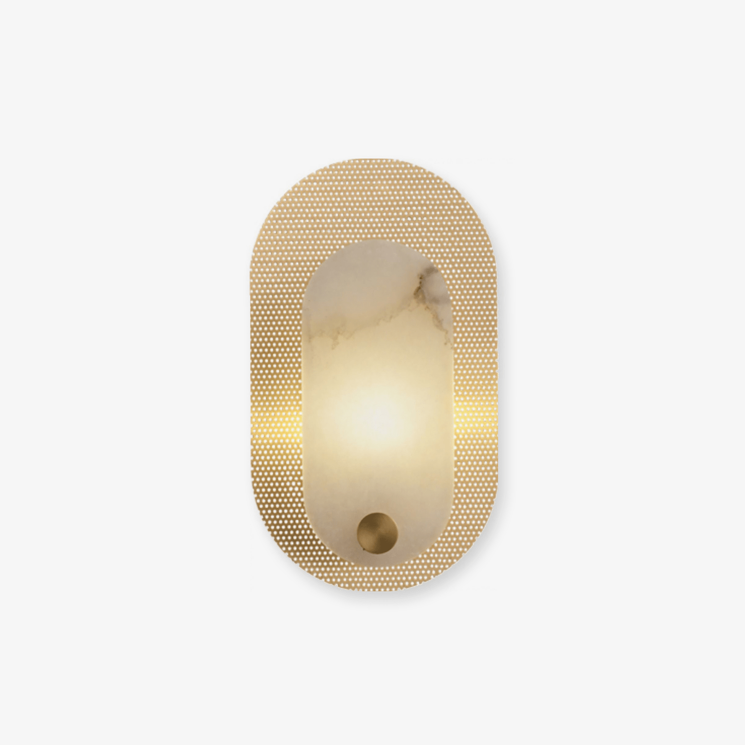 Perforated Oval Alabaster Wall Light - Dia 18cm x H 32.5cm Metal, Hardwired Wall Sconce, detail 2