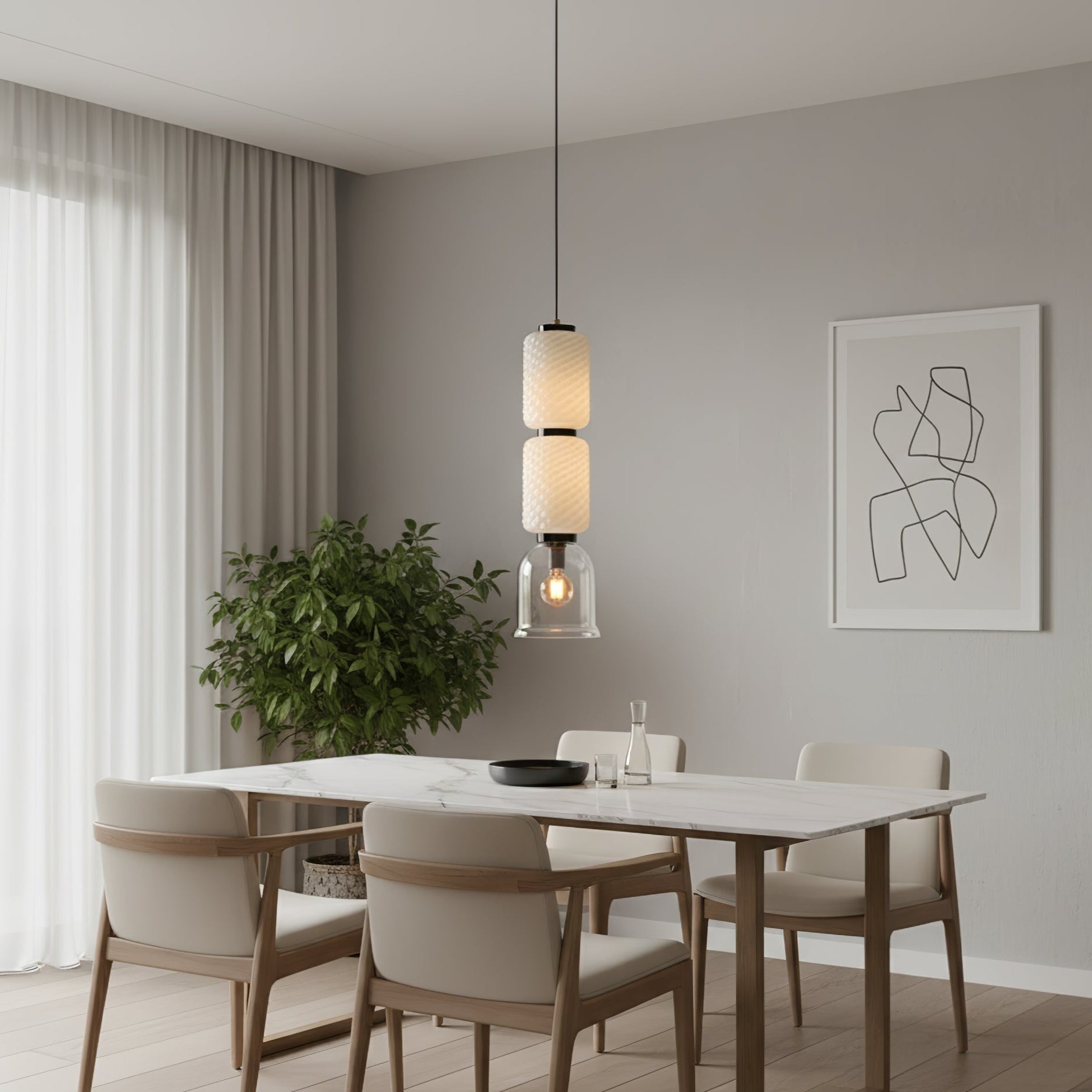 Textured Layered Glass Pendant Light