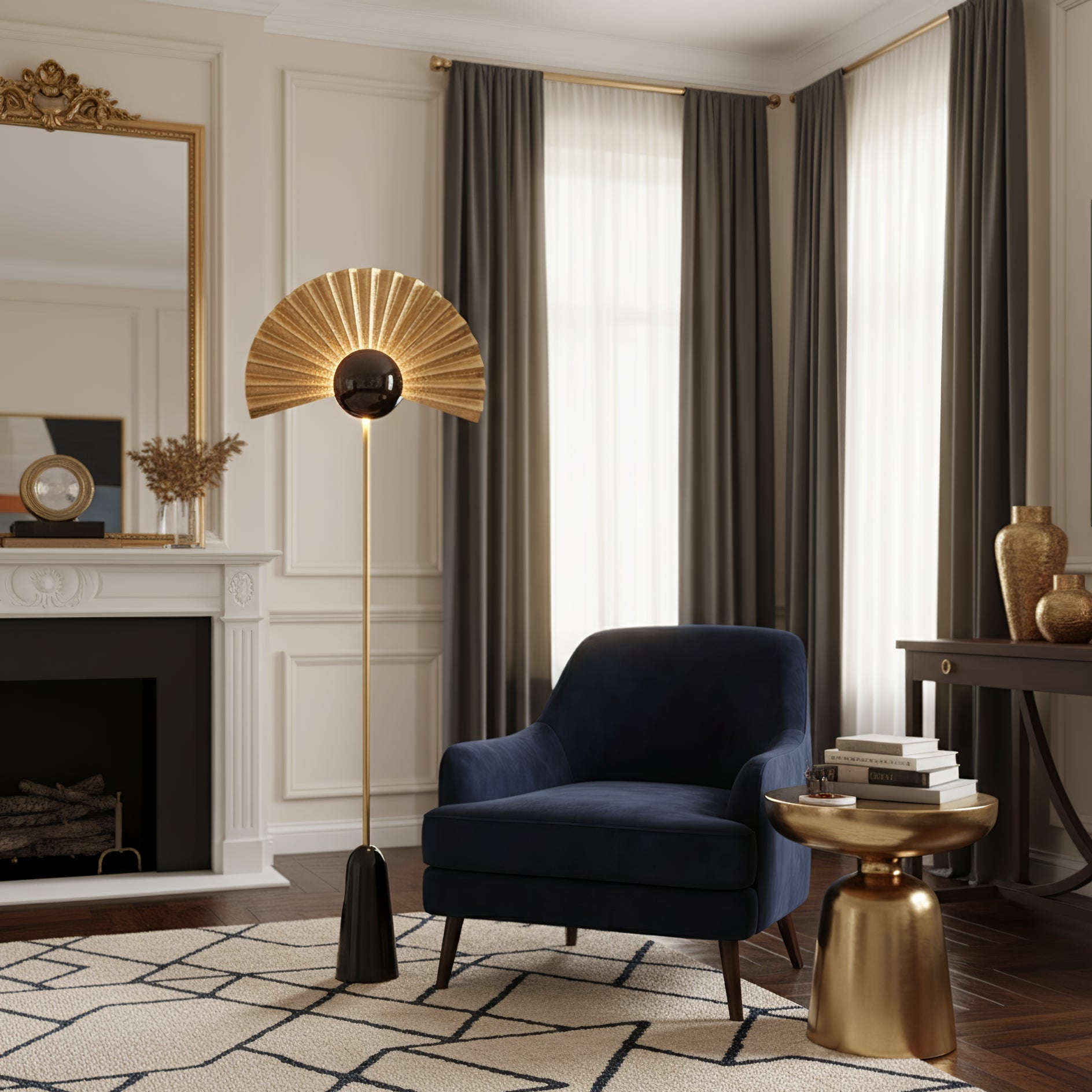 Gilded Fan Floor Lamp detail view 2