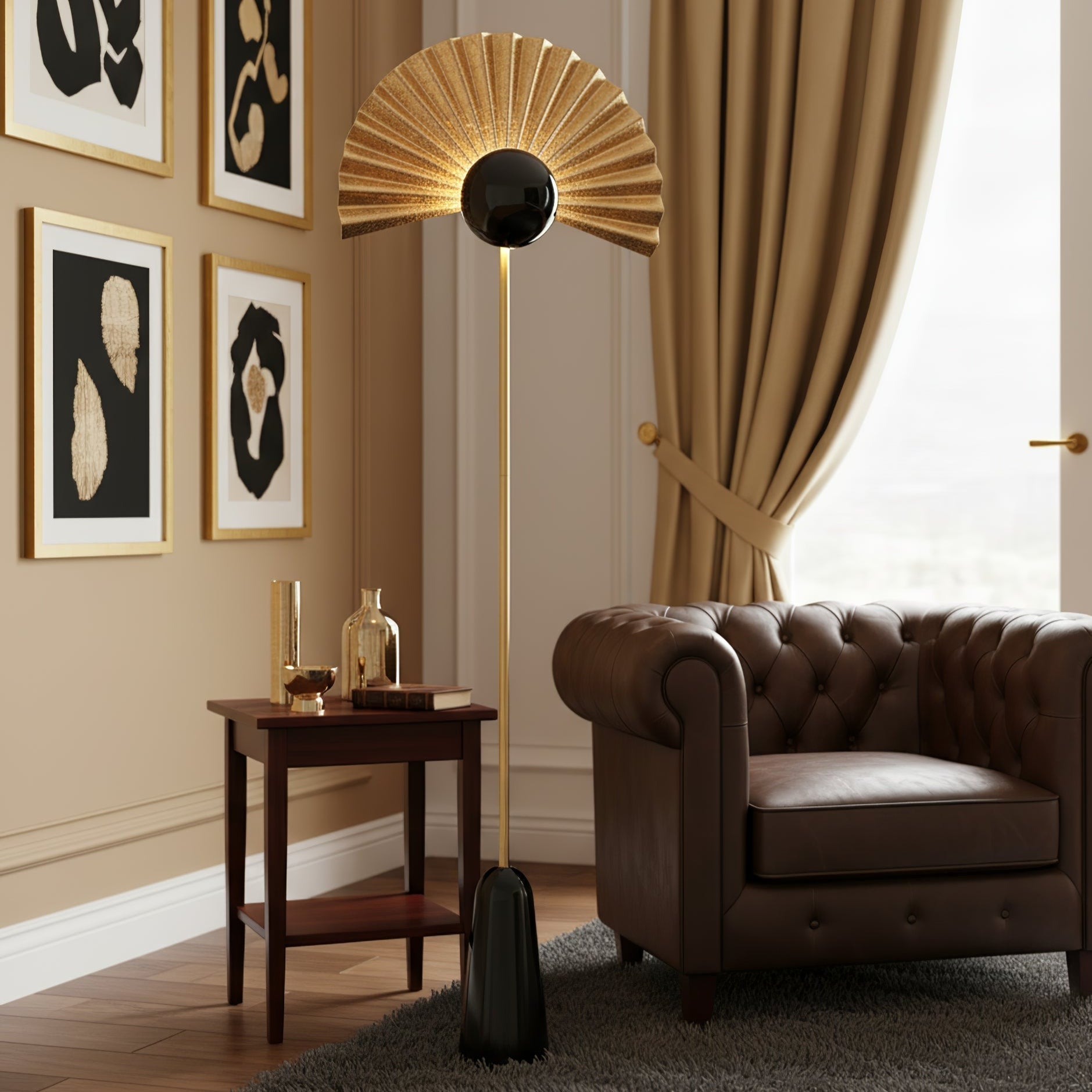 Gilded Fan Floor Lamp detail view 4