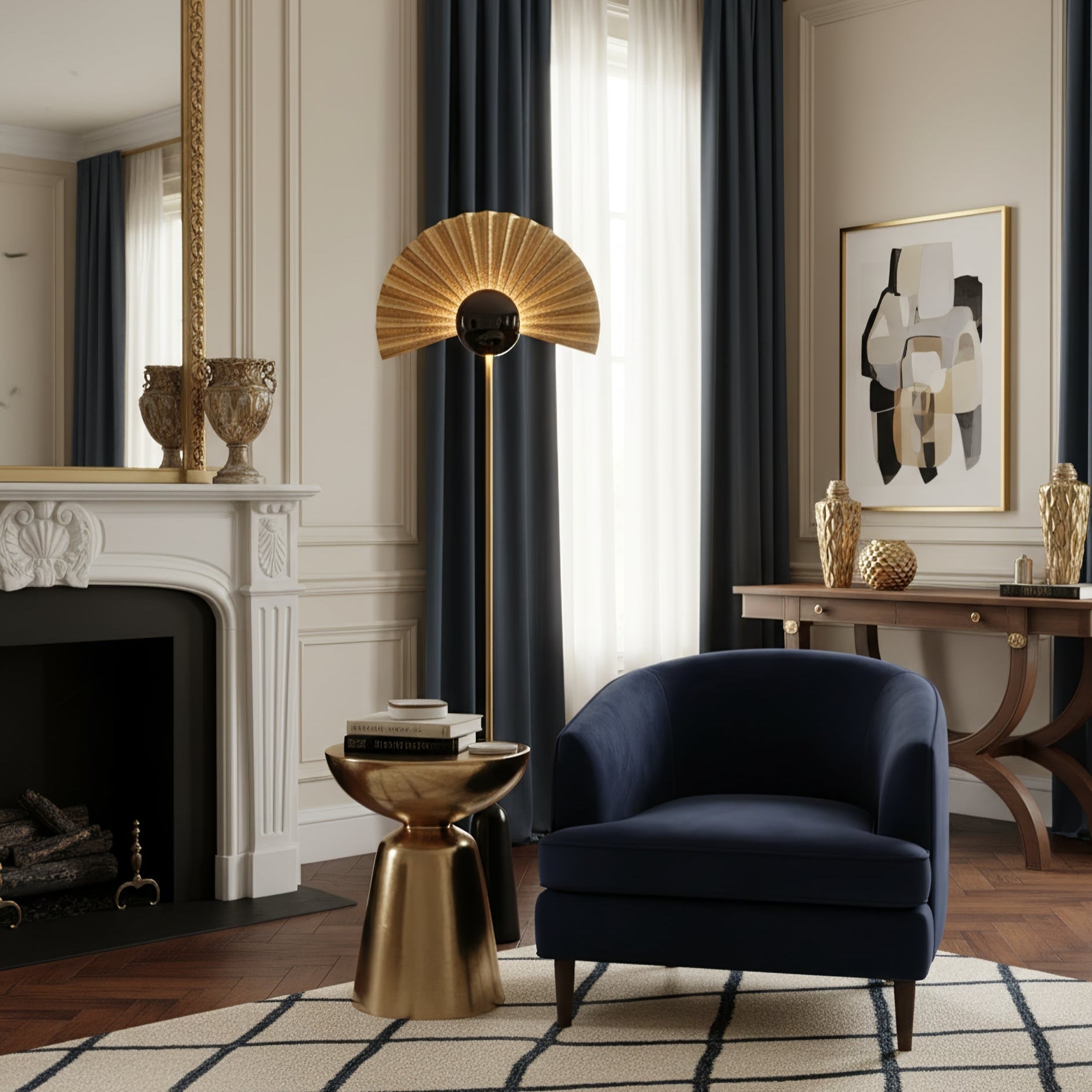 Gilded Fan Floor Lamp detail view 6