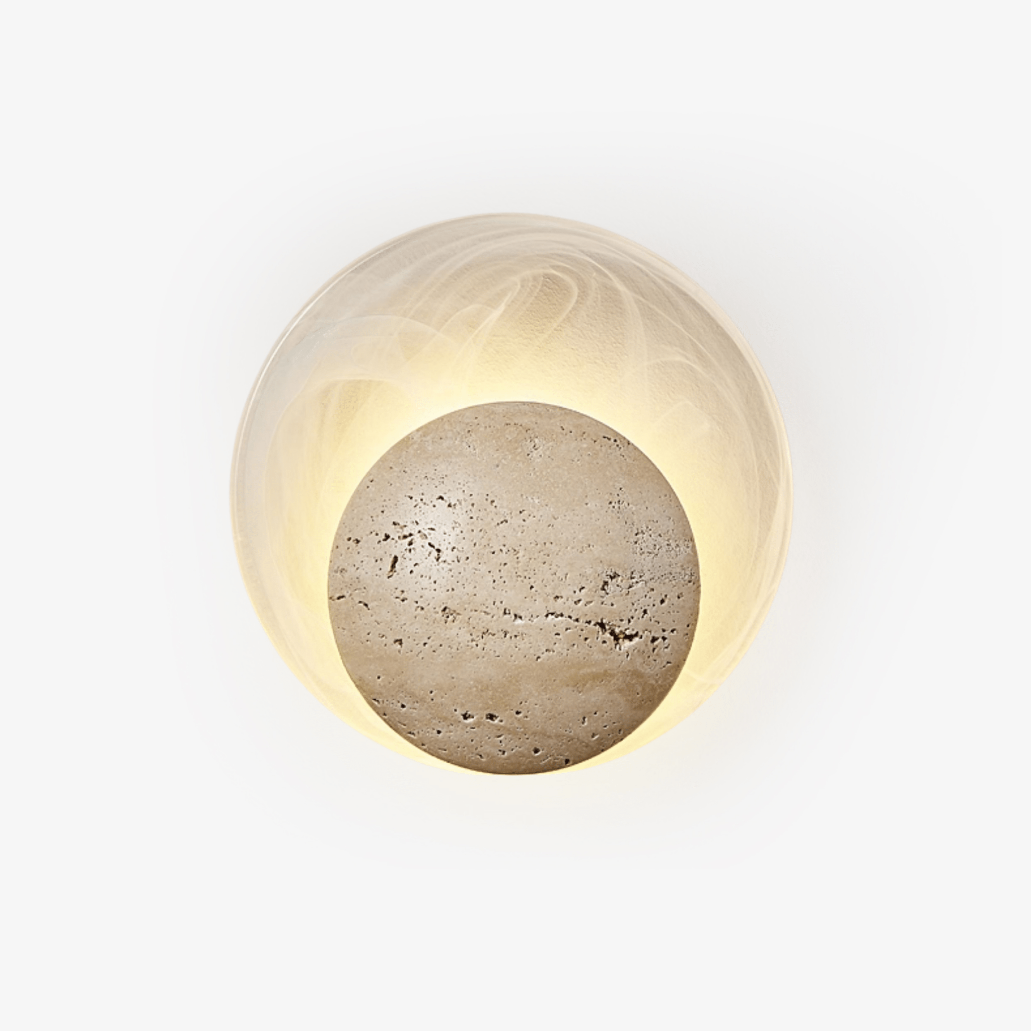 travertine lighting fixture shown as a main product image for layered interiors