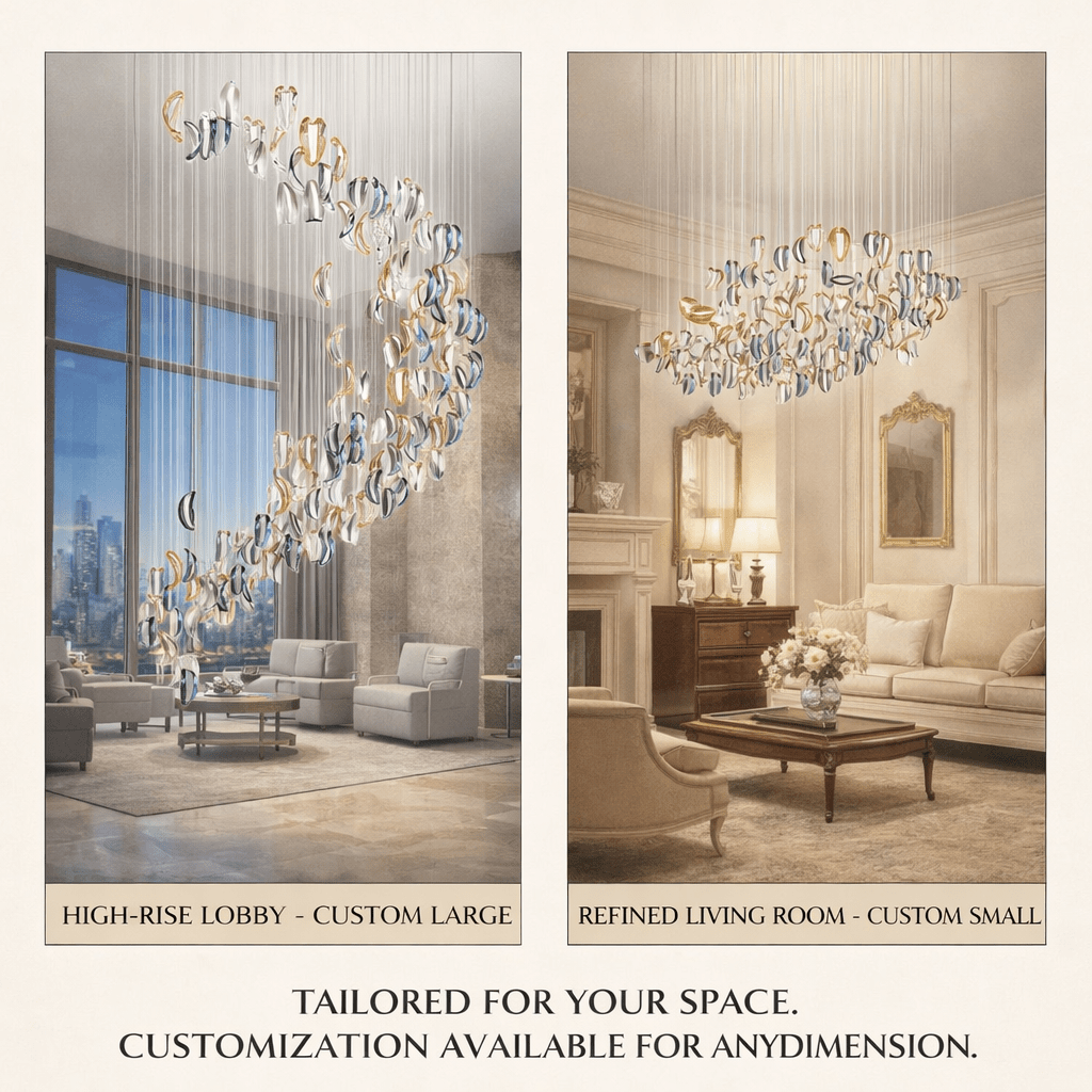 Aqua Ripple Glass Art Customizable Chandelier