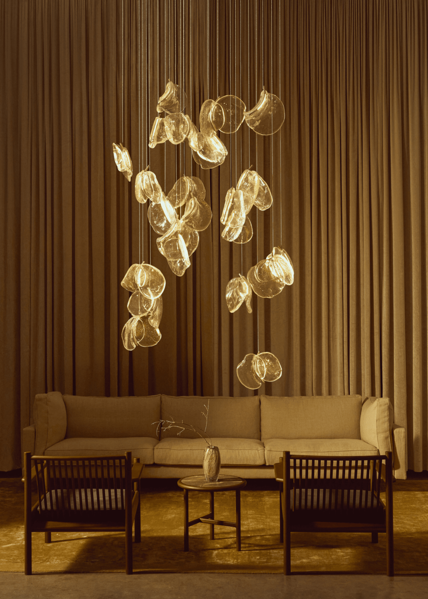 Luminous Glass Petals Chandelier