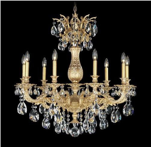 Gold Nine-Light Clear Spectra Crystal Chandelier