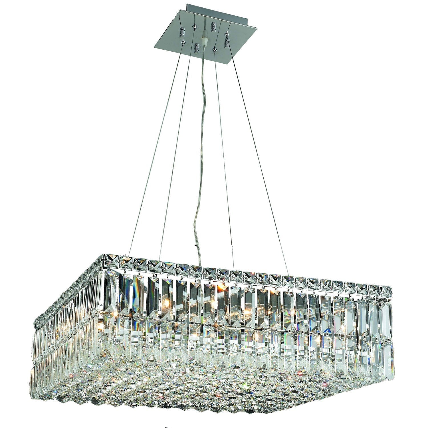 Chrome Twelve-Light 24-Inch Pendant with Royal Cut