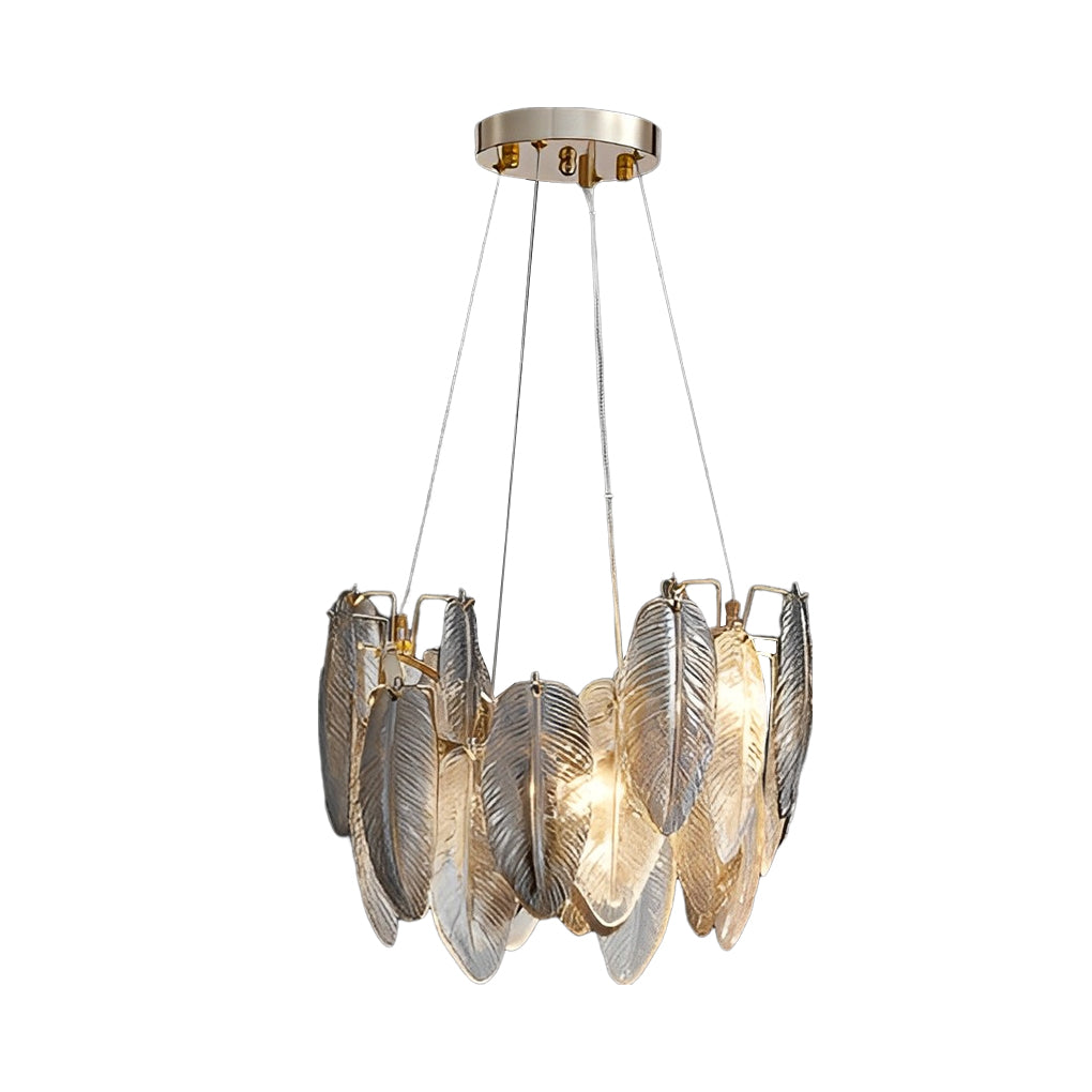 Romantic Feathers Glass Three Step Dimming Chandelier