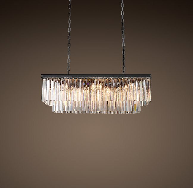 Retro Rectangular 6 Lights K9 Crystal Chandelier