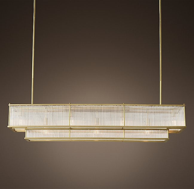 Modern 12 Lights Gold Rectangle Chandelier