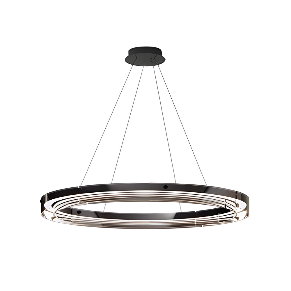 Black Glass Dimmable LED Ring Chandelier