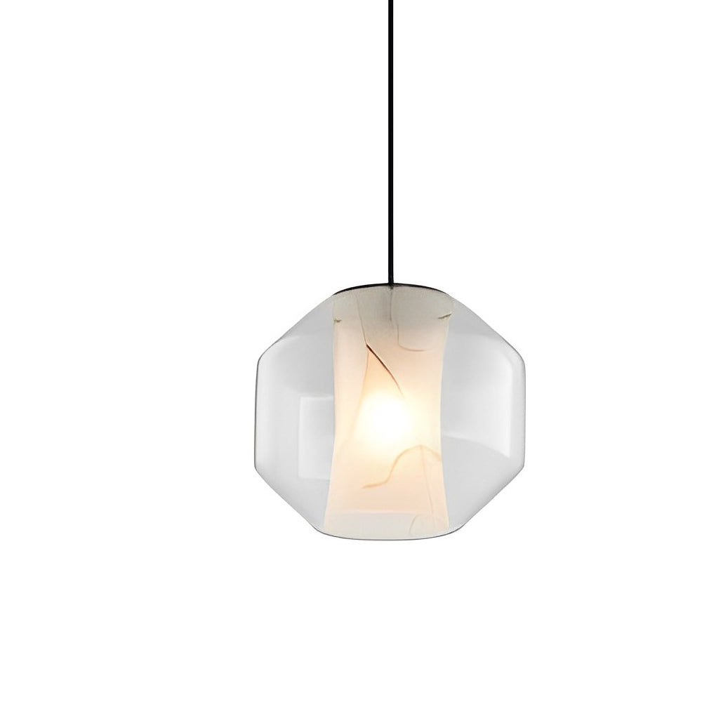 Double Glass Lampshade Metal Post-Modern Chandelier