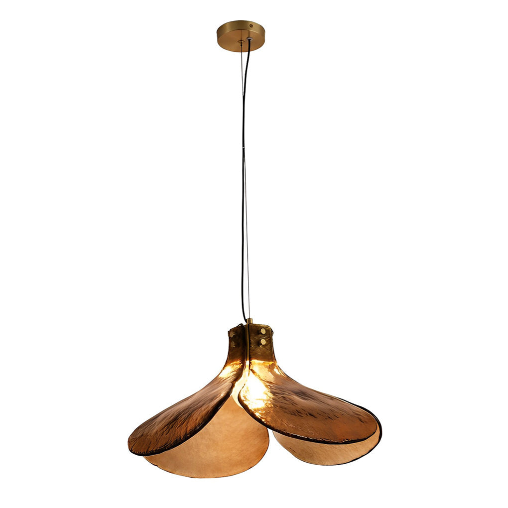 Four-leaf Flower Design Glass Copper Brown Chandelier