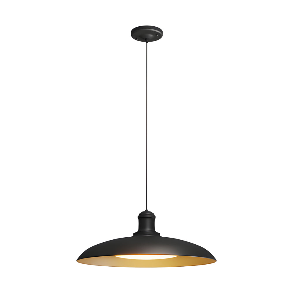 Round Black Hanging Outdoor Pendant Light Metal