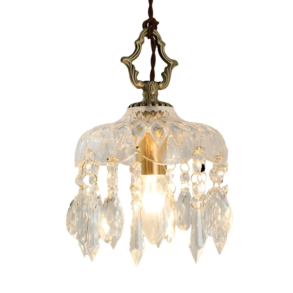 Retro Glass Crystal LED Gold Lights Chandelier
