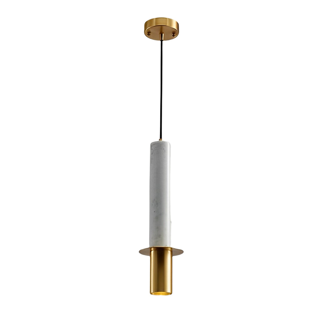Marble Elongated Cylindrical Terrazzo LED Chandelier