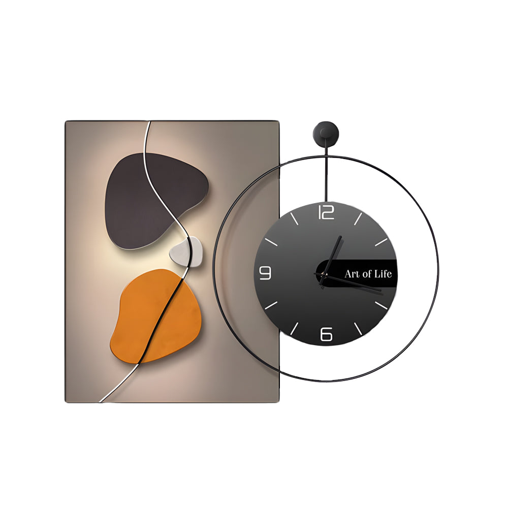 Geometric Silent Wall Clock Canvas Painting Wall Sconce