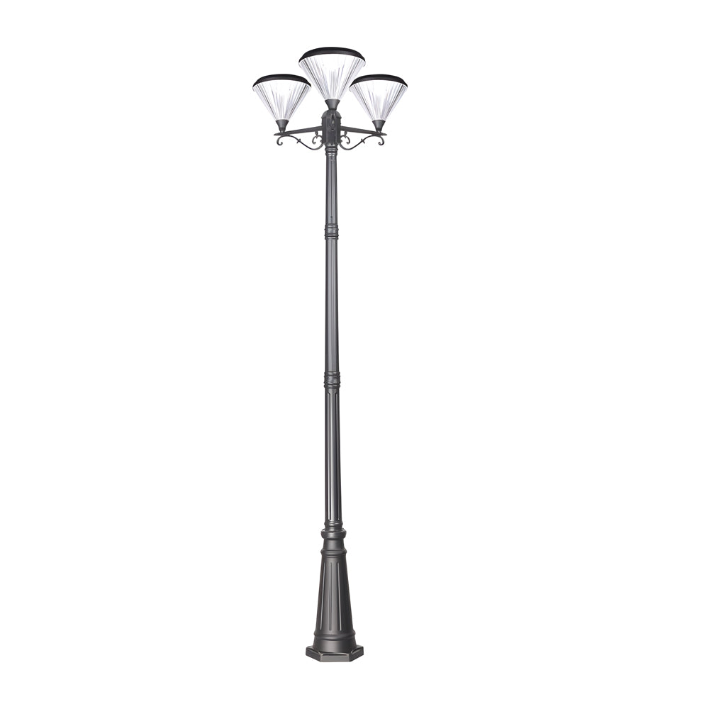 102-Inch Black Outdoor Street Light with 3-Light Post