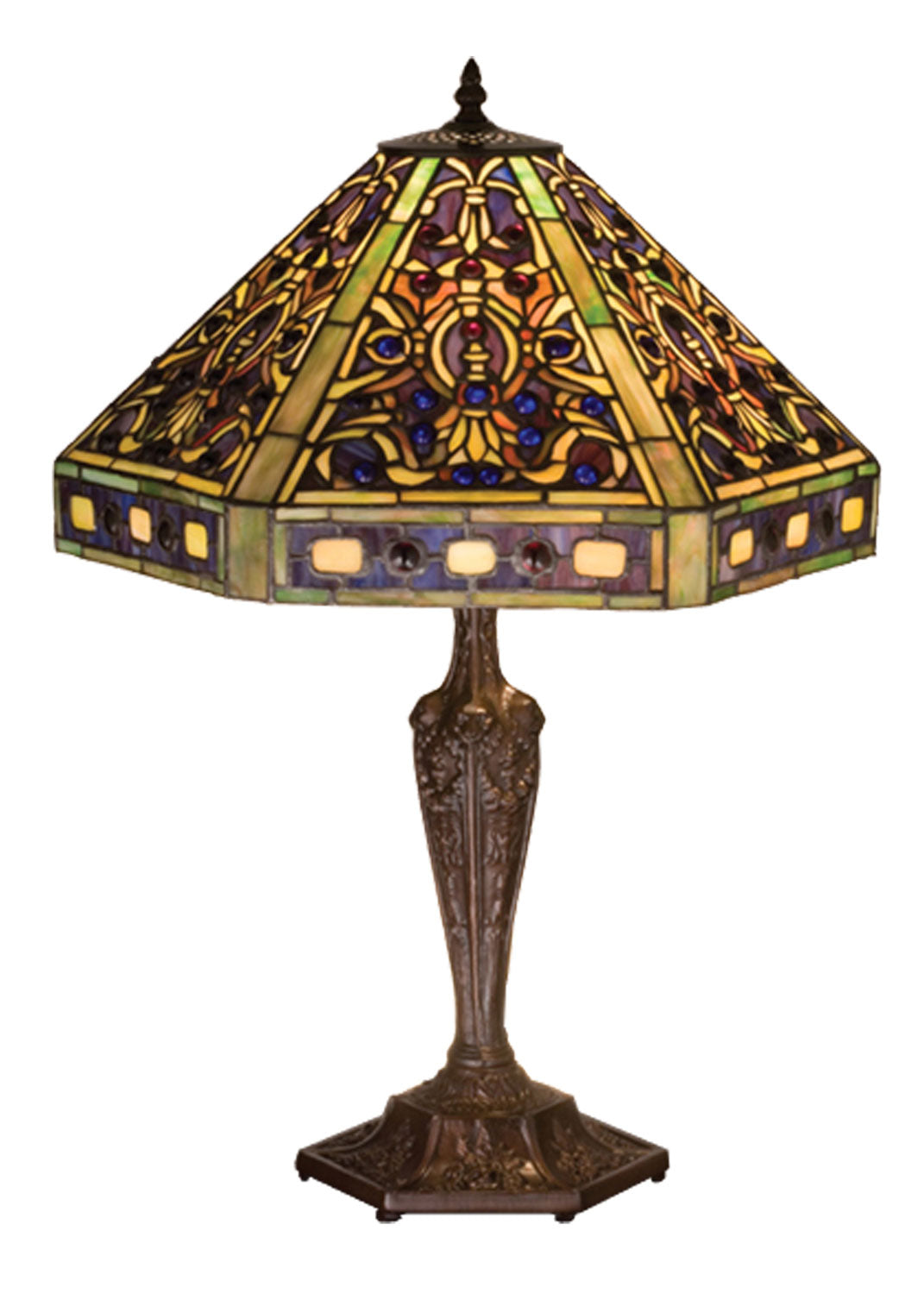 Elizabethan 23 Inch 3-Light 23.50" Antique Copper,Verdigris Table Lamp front view