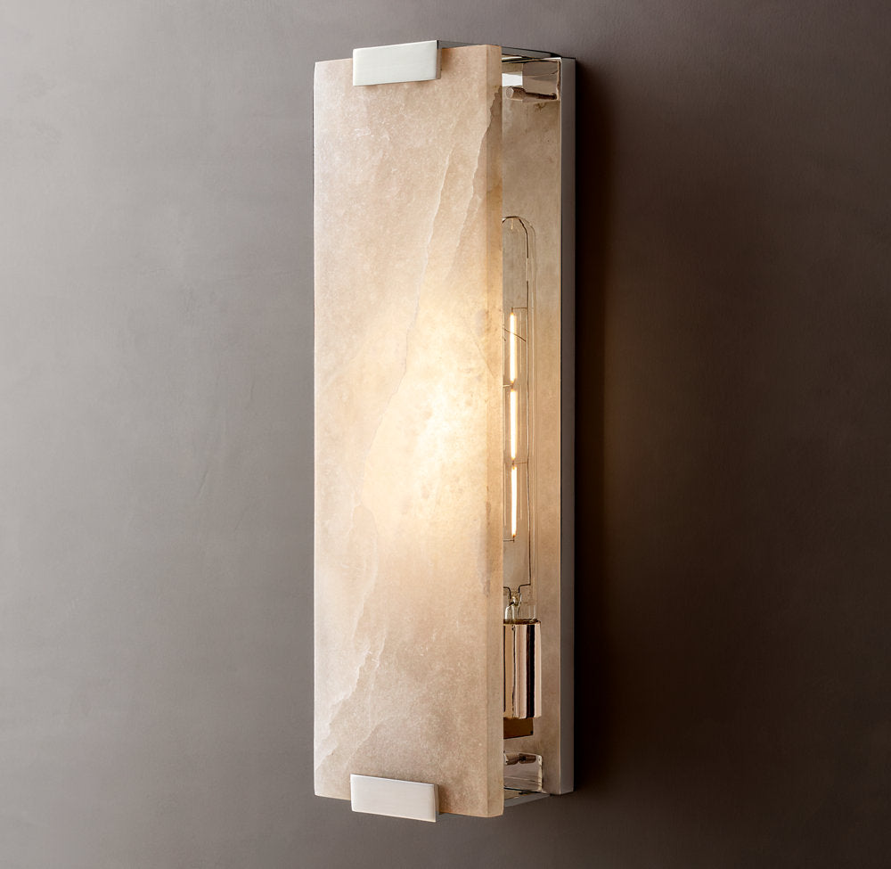 Hand-Carved Alabaster Grand Wall Light, Bathroom Wall Sconce, detail 15