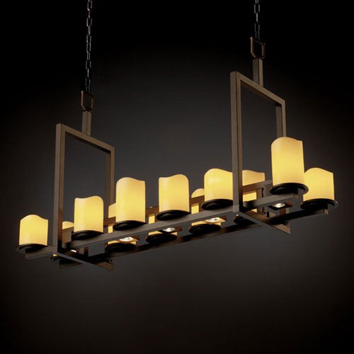 2-Up and Five-Downlight Dark Bronze Short Chandelier