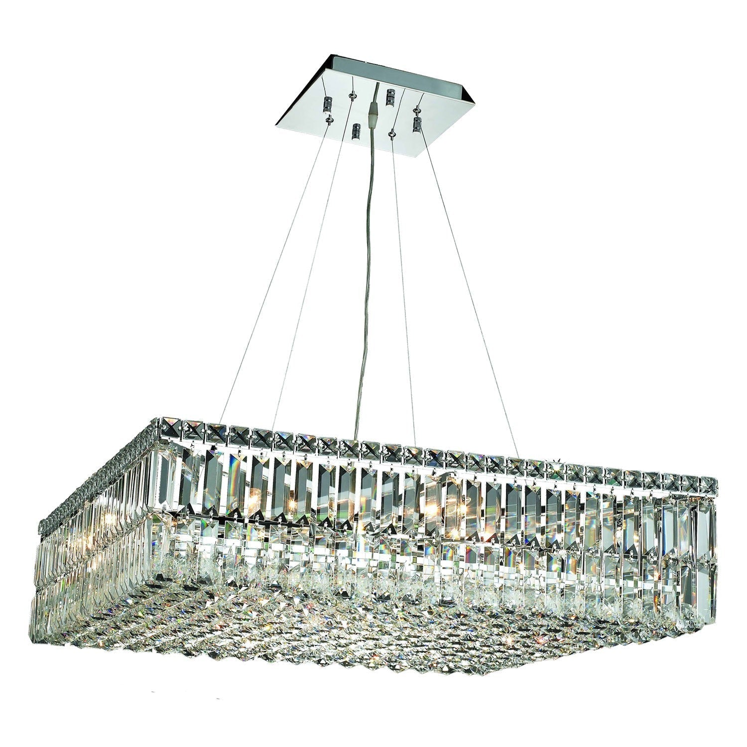Chrome Twelve-Light 32-Inch Pendant with Royal Cut