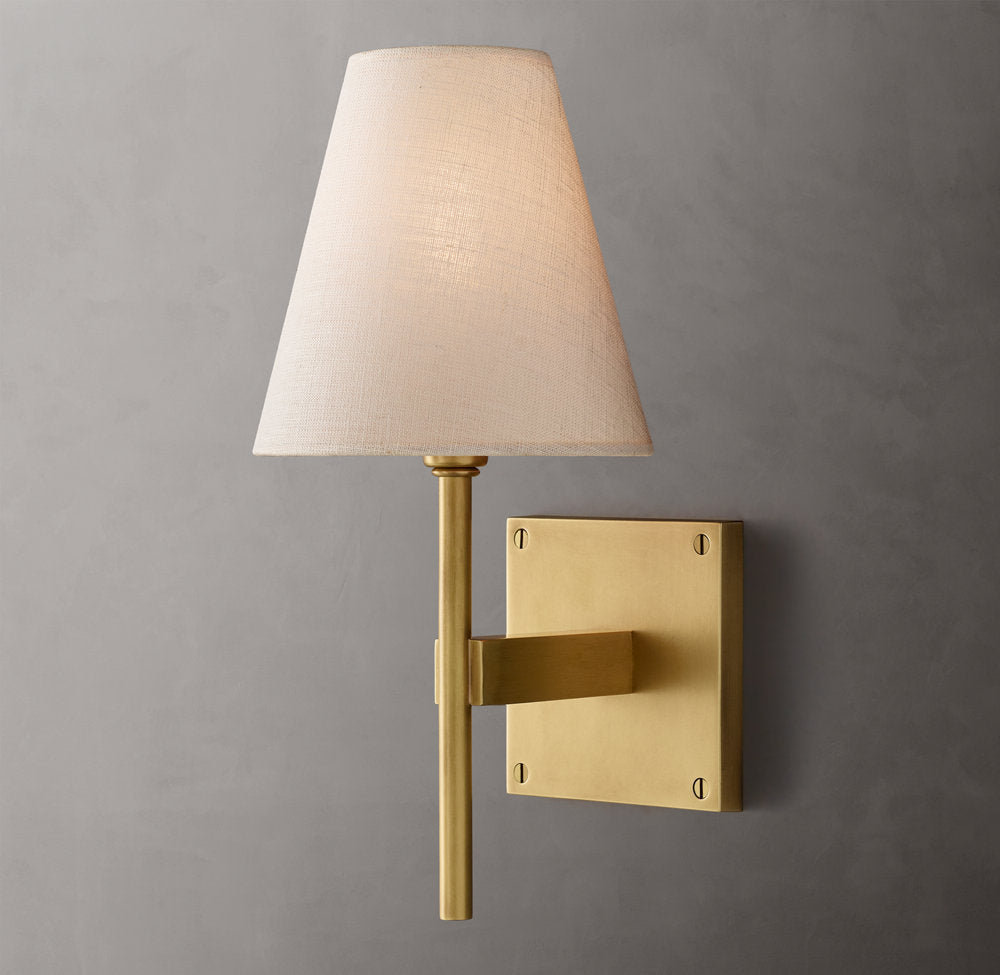 Fulham Linen Shade Wall Light, Bathroom Wall Sconce, 6"W x 7"D x 13"H