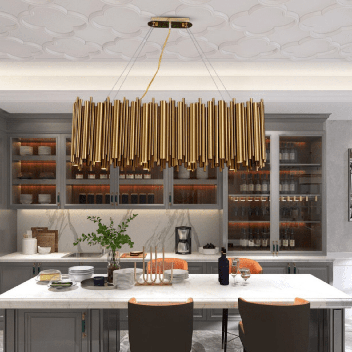 Vigo Dining Room Chandelier, Gold
