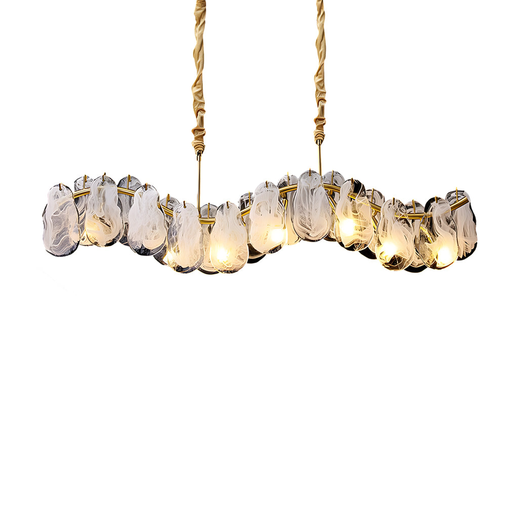Round Long Wave Glass Clouds 3 Step Dimming Chandelier