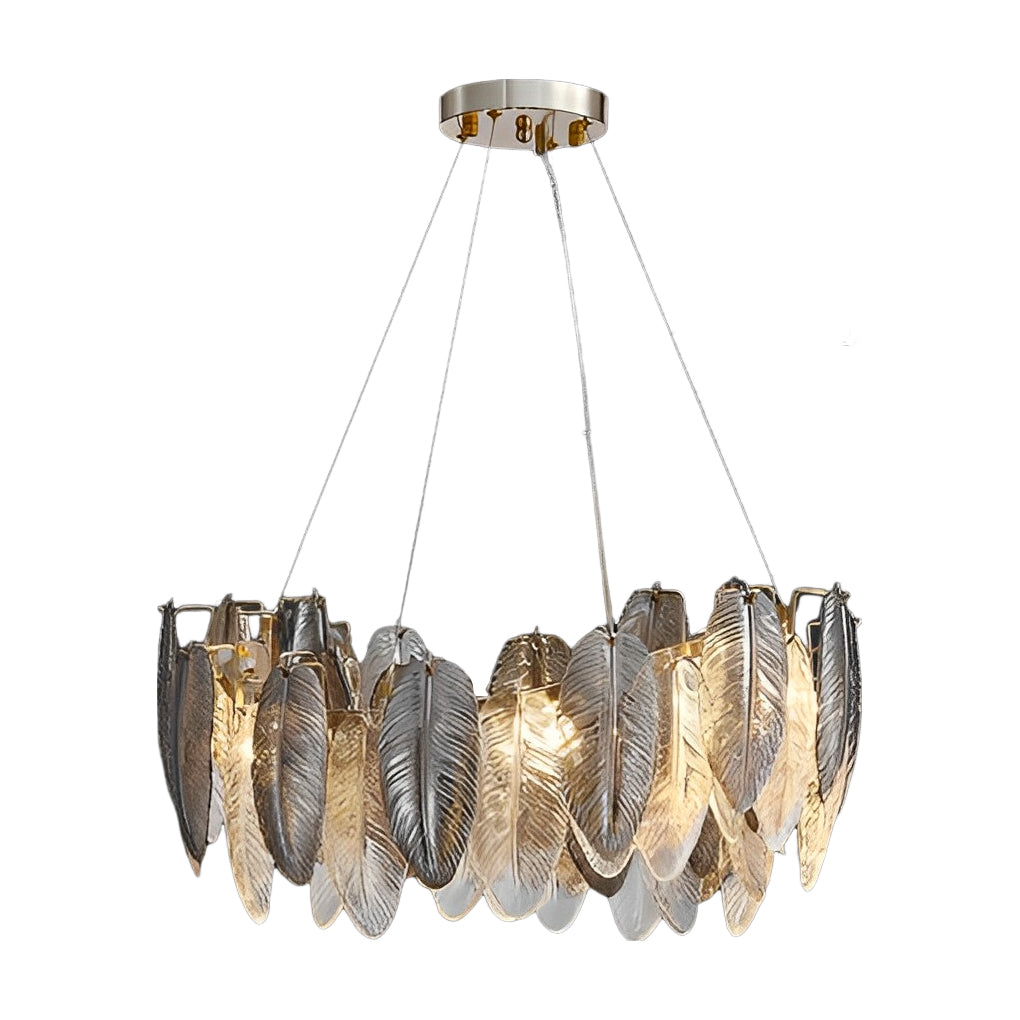 Romantic Feathers Glass Three Step Dimming Chandelier