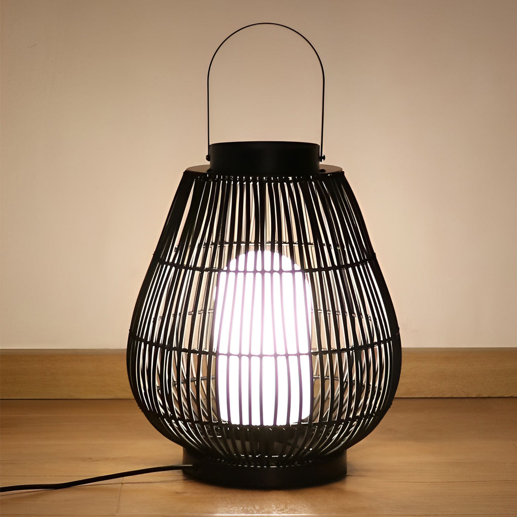 Portable Black Contemporary Iron Woven E26 Pillar Accent Exterior Lantern, Outdoor Wall Light, detail 8