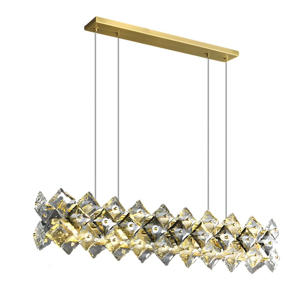 Round Long Crystal Copper Post-Modern Chandelier Dining