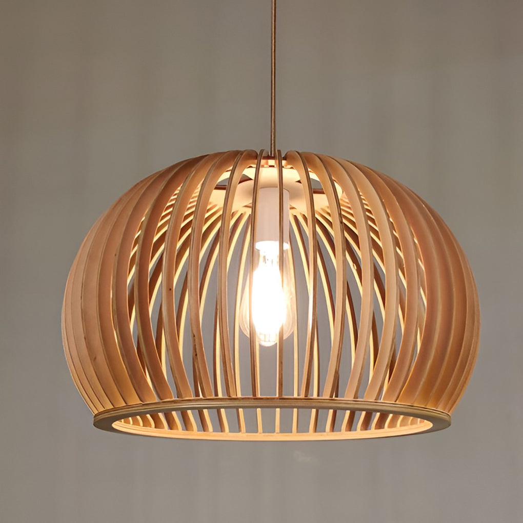 Semi-circle Wood Lantern Shaped Nordic Chandelier