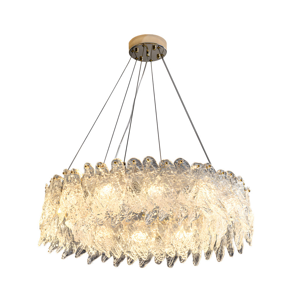 Handmade Leaf Glass Round 3 Step Dimming Chandelier