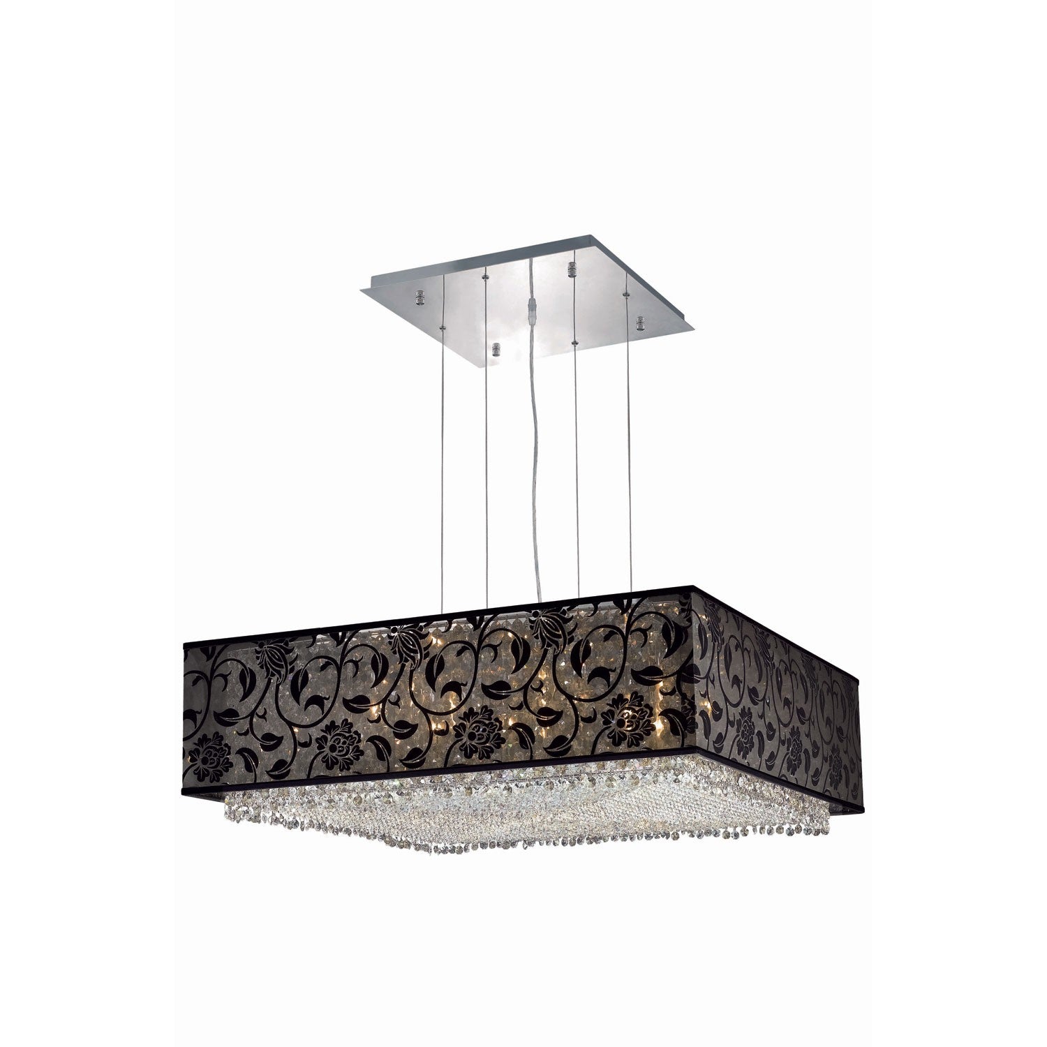 Moda Chrome 13-Light Black Shade Pendant with Golden