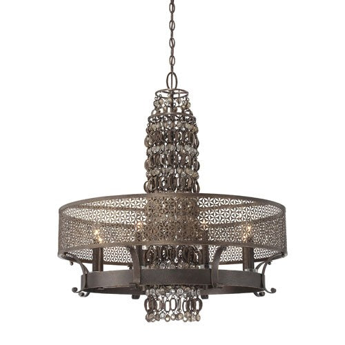 Ajourer French Bronze with Jeweled Accents Chandelier