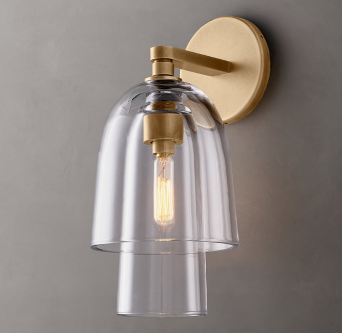 Blom Clear Glass Flute Wall Light, Bathroom Wall Sconce, detail 9