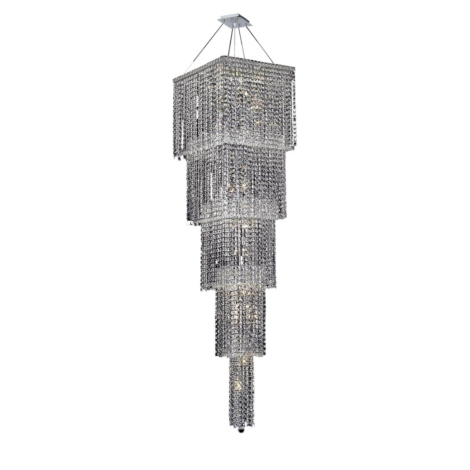 Chrome Twenty-Two-Light 22-Inch Five-Tier Pendant Light