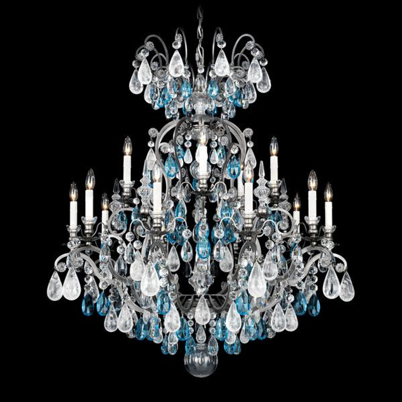 Renaissance Rock Crystal Chandelier, 13-Light, Heirloom Bronze, Clear Rock Crystal, 32"W (3572-76CL CEKXJ)