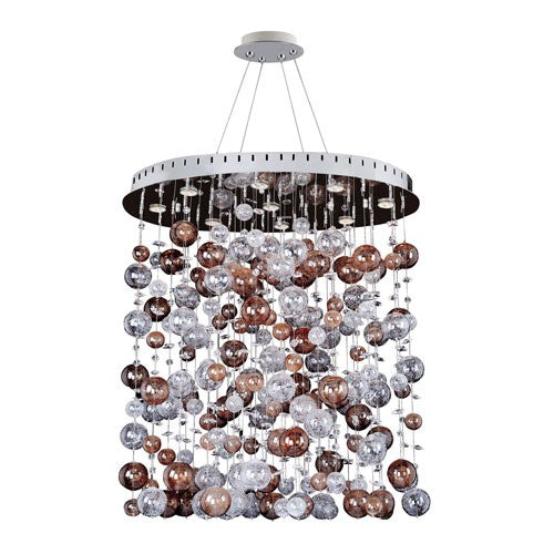 Chrome Nine-Light Oval Convertible Pendant with Firenze