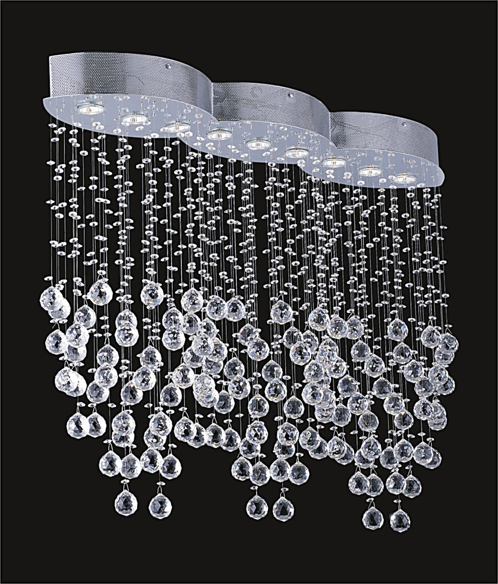 9 Lights Contemporary Crystal Chandelier Chrome Plated