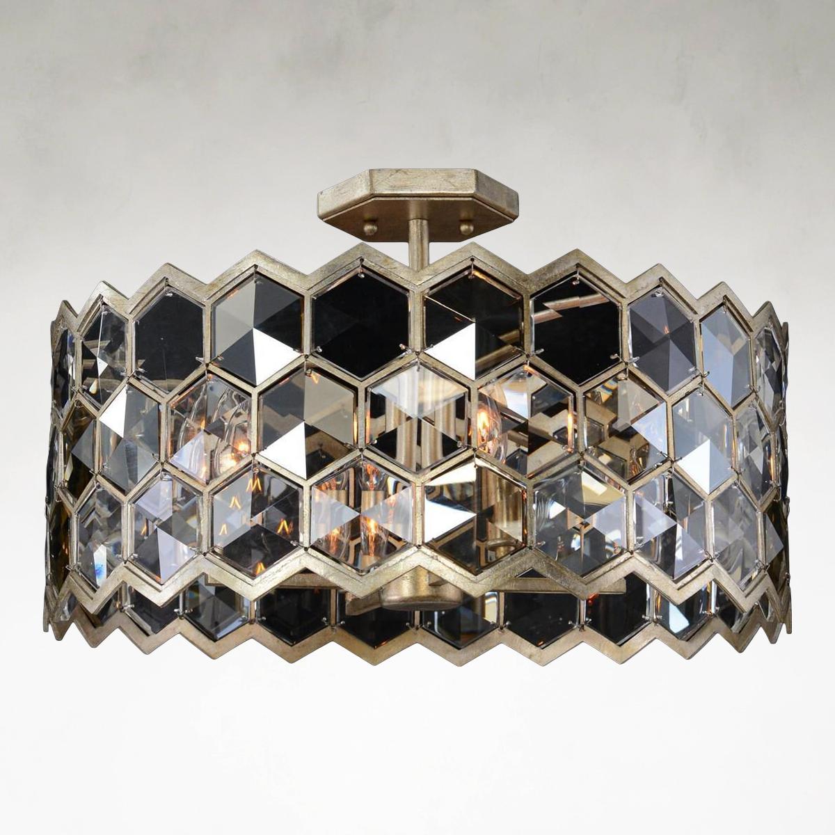 Quad-Light 21 inch Silver Champagne Chandelier Ceiling Fi x ture