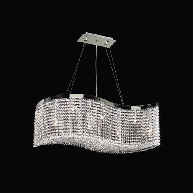 Eight-Light Polished Chrome Crystal Chandelier