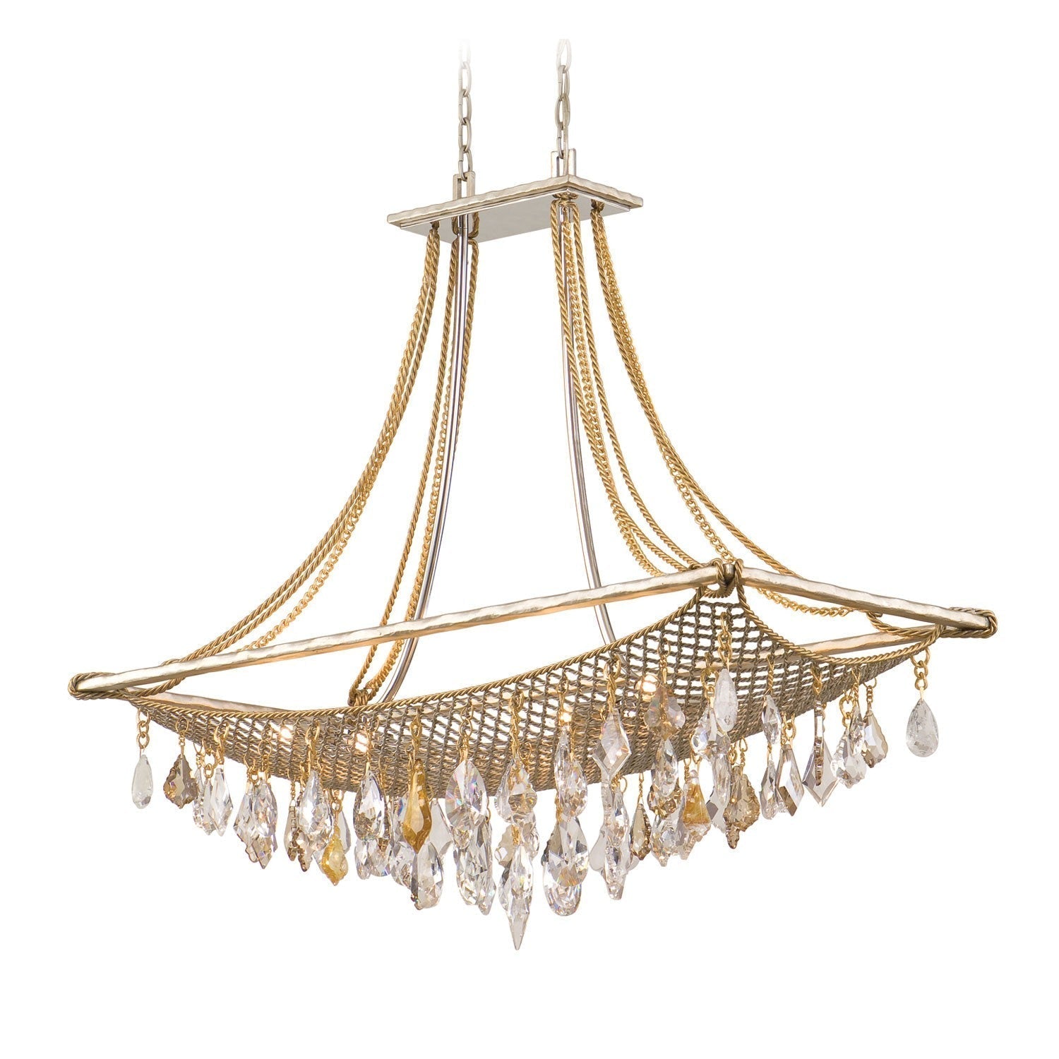 Silver and Gold Leaf Eight-Light Island Pendant