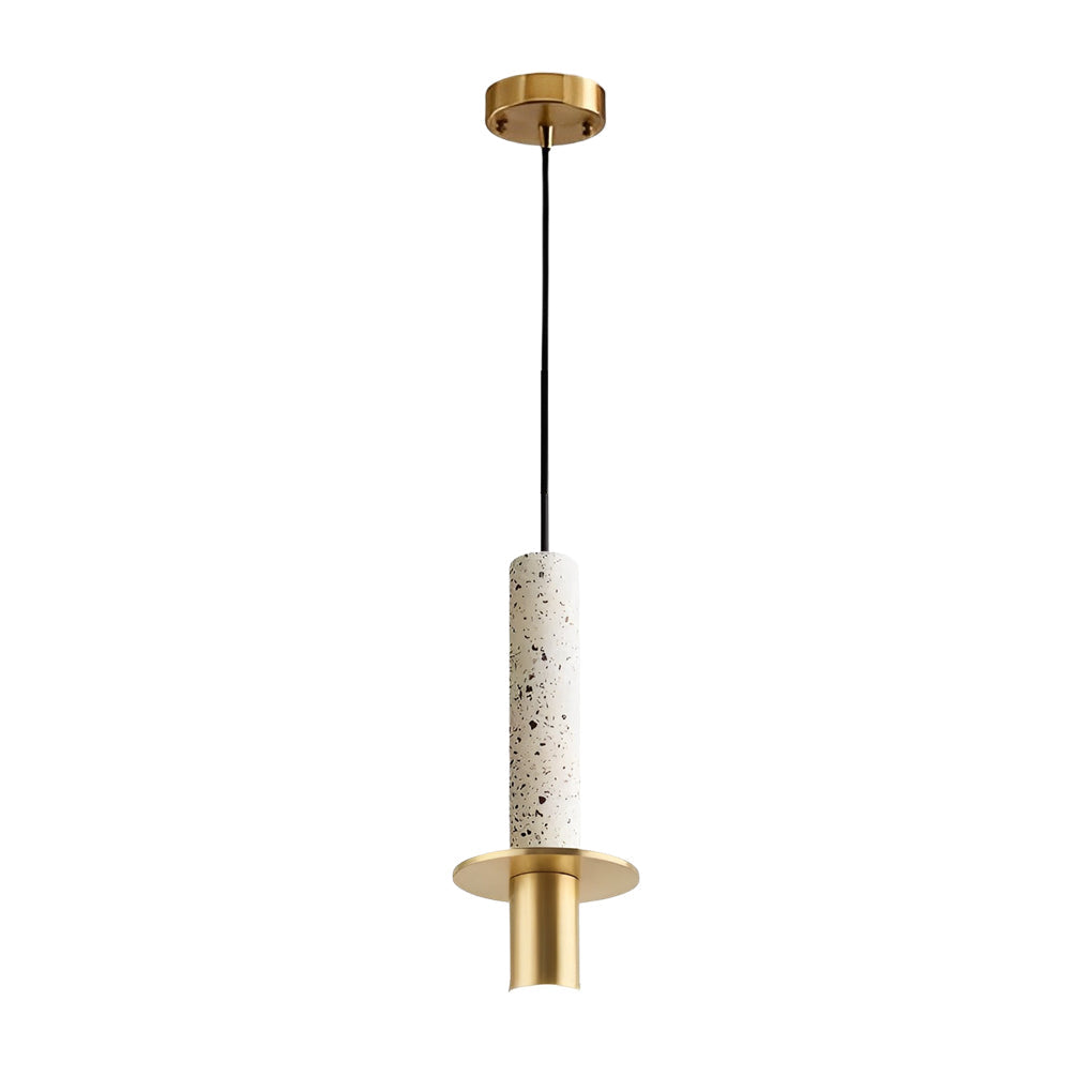 Marble Elongated Cylindrical Terrazzo LED Chandelier