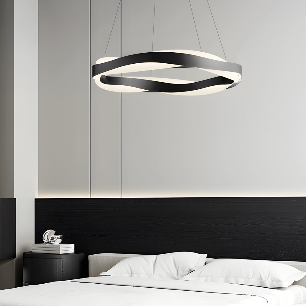 1-Light Linear Wavy Round LED Chandelier