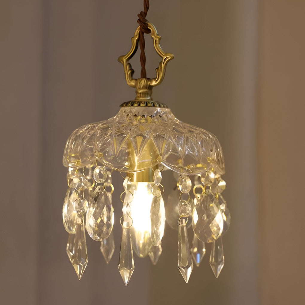 Retro Glass Crystal LED Gold Lights Chandelier