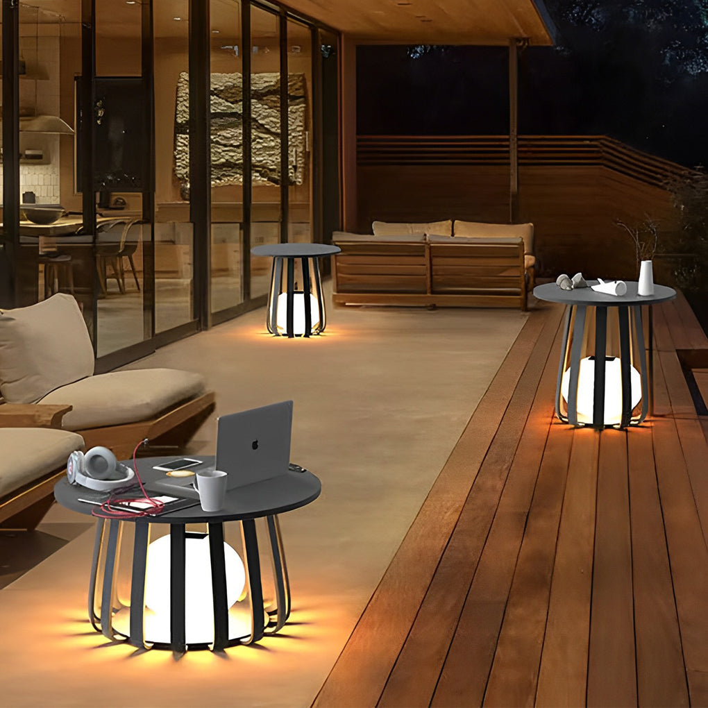 Round Waterproof RGB Iron Small Coffee Table Floor Lamp