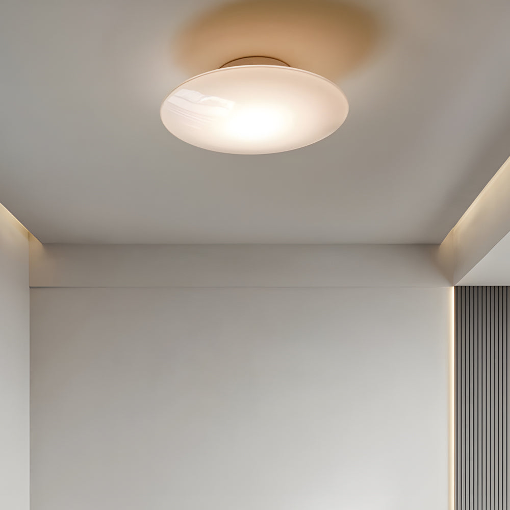 White Glass LED Flush Mount Ceiling Lamp for Bedroom