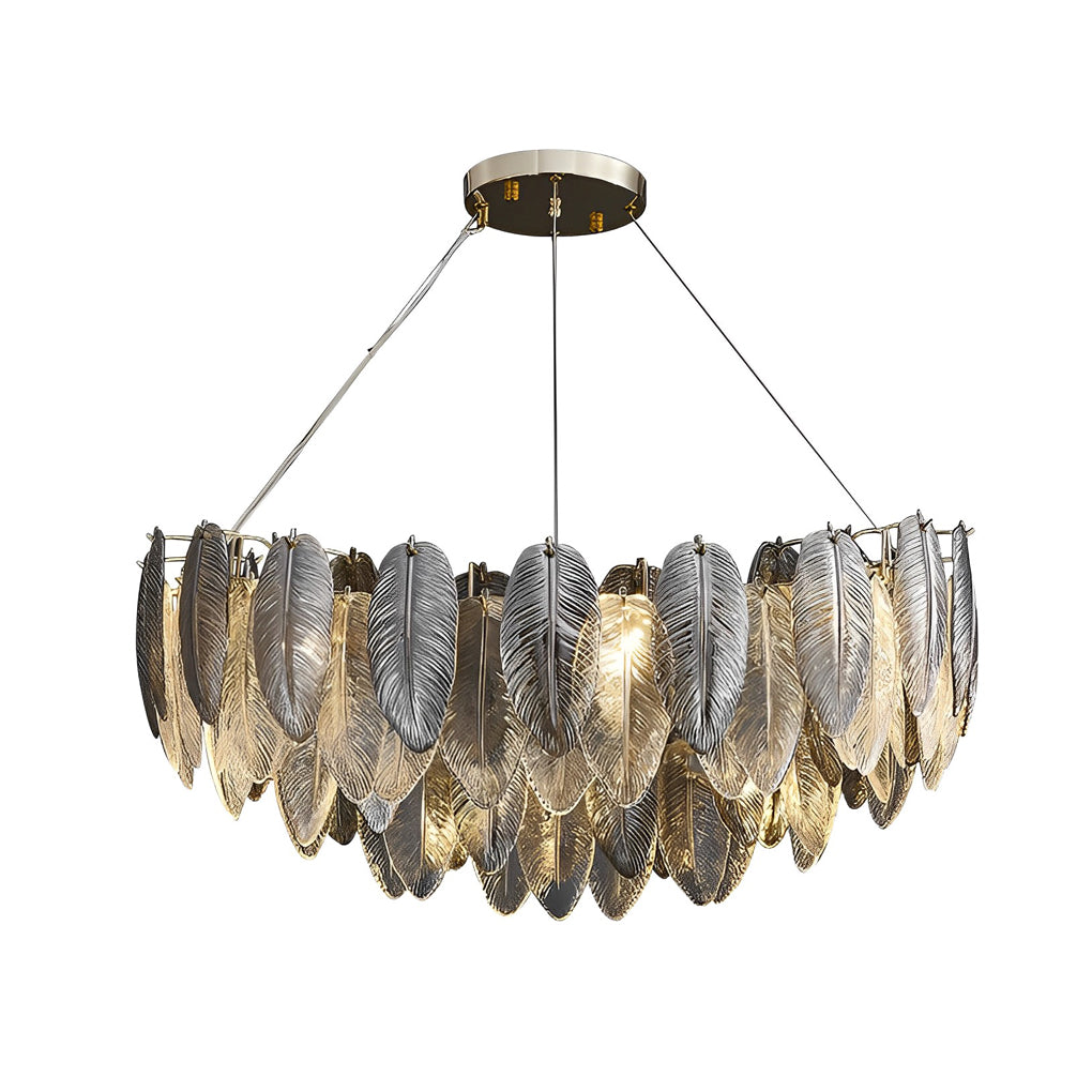 Romantic Feathers Glass Three Step Dimming Chandelier