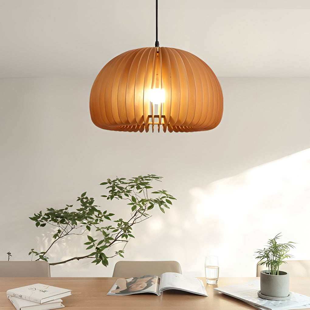 Wood Pumpkin-Shaped Retro Nordic Chandelier